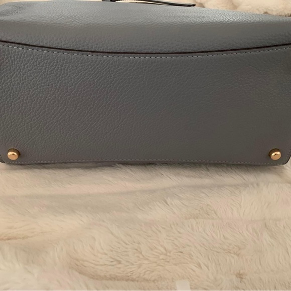 NWT 𝐂𝐎𝐀𝐂𝐇 Grey Leather & Suede Carryall shoulder & hand straps gold hardware - Picture 7 of 8